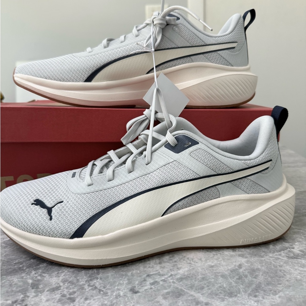 Puma Light Gray and Cream Athletic Shoes